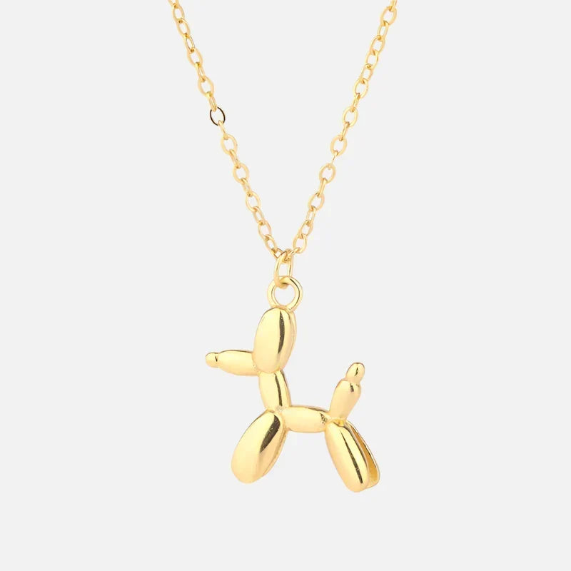 Gold-Coloured Balloon Dog Pendant Necklace