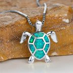 Bastienne | Green Fire Opal Turtle Necklace