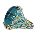 Jenna | Gold Flower Blue Stone Ring