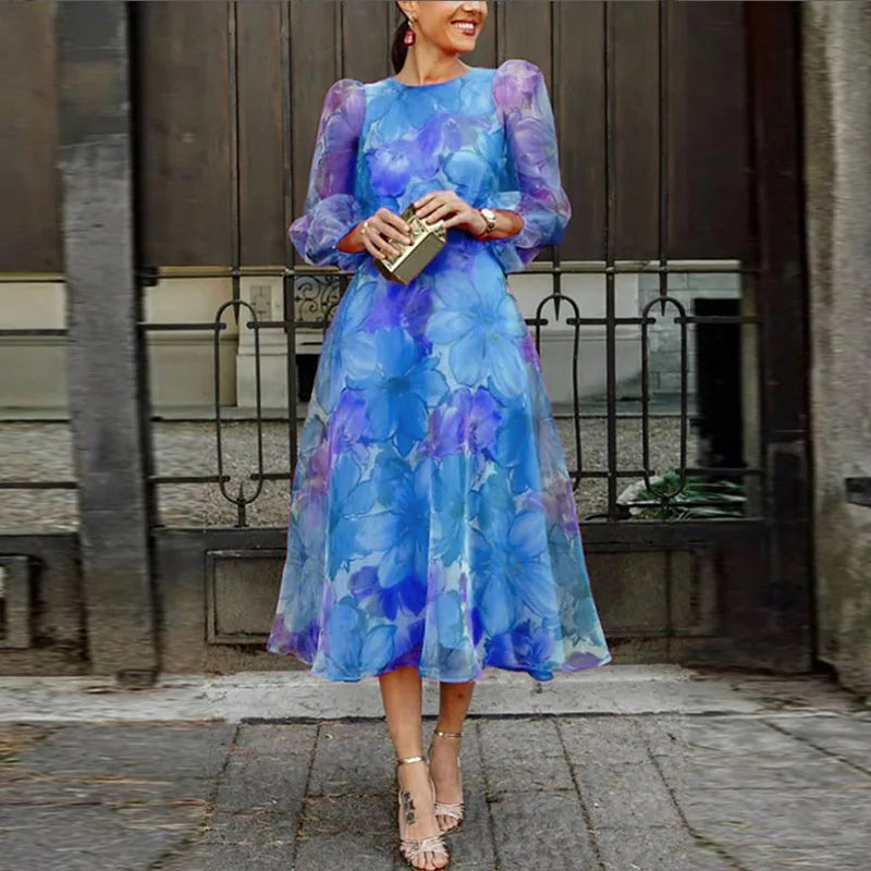 Amilia | Stylish Floral Print Midi Dress
