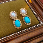Romy | Turquoise & Pearl Antique Gold Jewellery Set