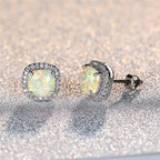 Perrine | Silver White Opal Earrings