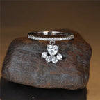 Vintage Cat Paw and Heart Stone Ring