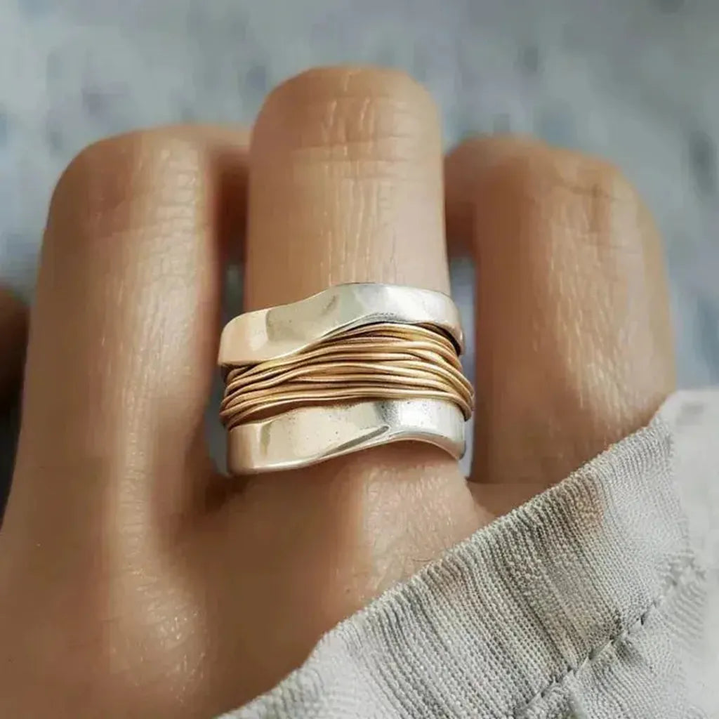 Liora | Twisted Silver & Gold Ring
