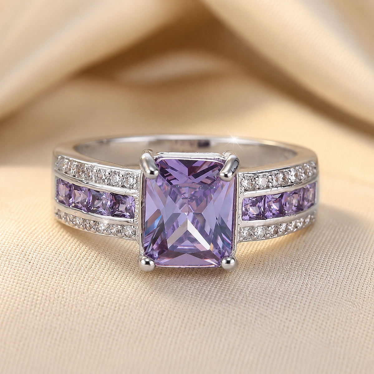 Iris | Amethyst Silver Channel Ring