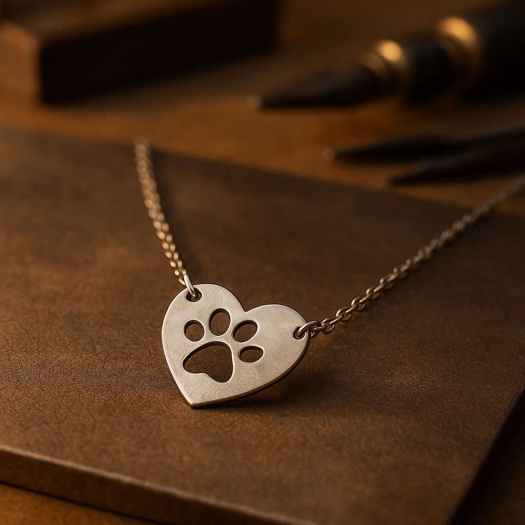 Silver Heart and Paws Pendant Necklace