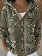 Yvaine | Elegant  Button Hooded Sweater
