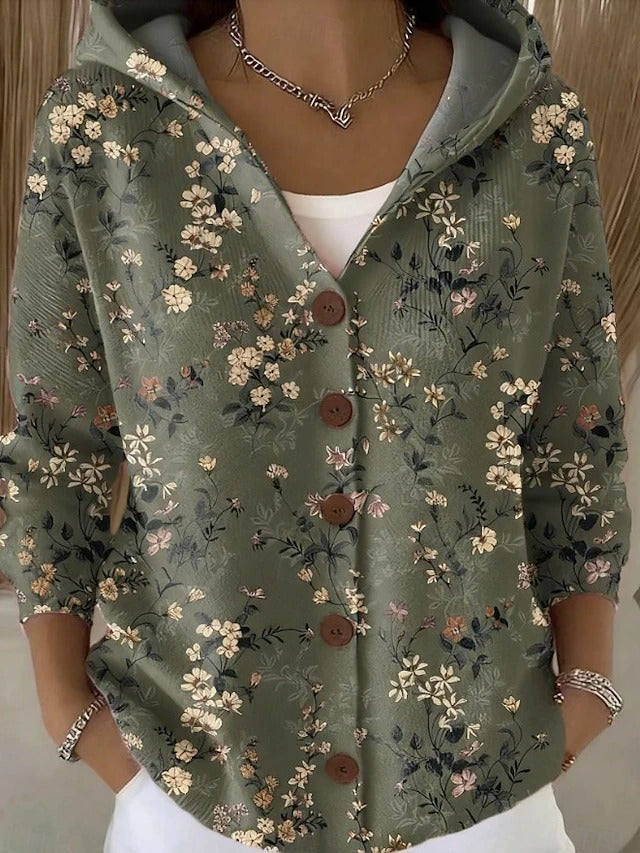 Yvaine | Elegant  Button Hooded Sweater