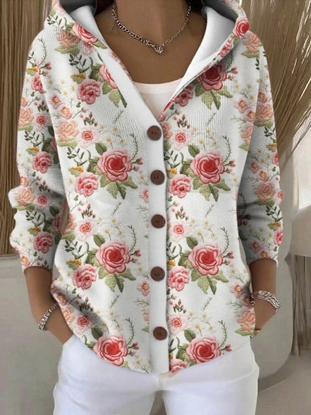 Yvaine | Elegant  Button Hooded Sweater