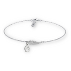 Silver Memorial Bracelet with Angel Wings and Paw Print