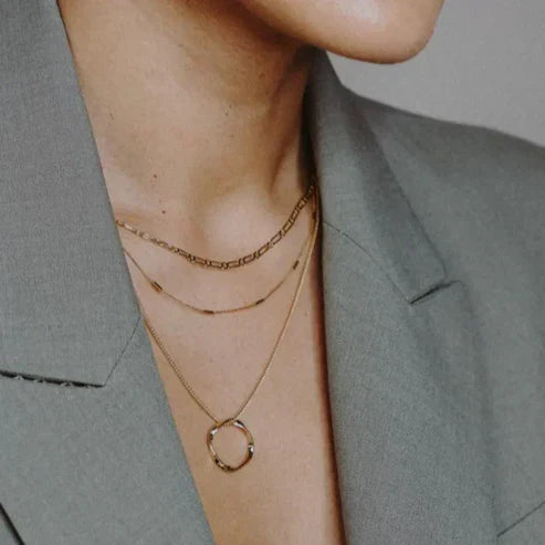 Maya | Open Circle Three Row Necklace