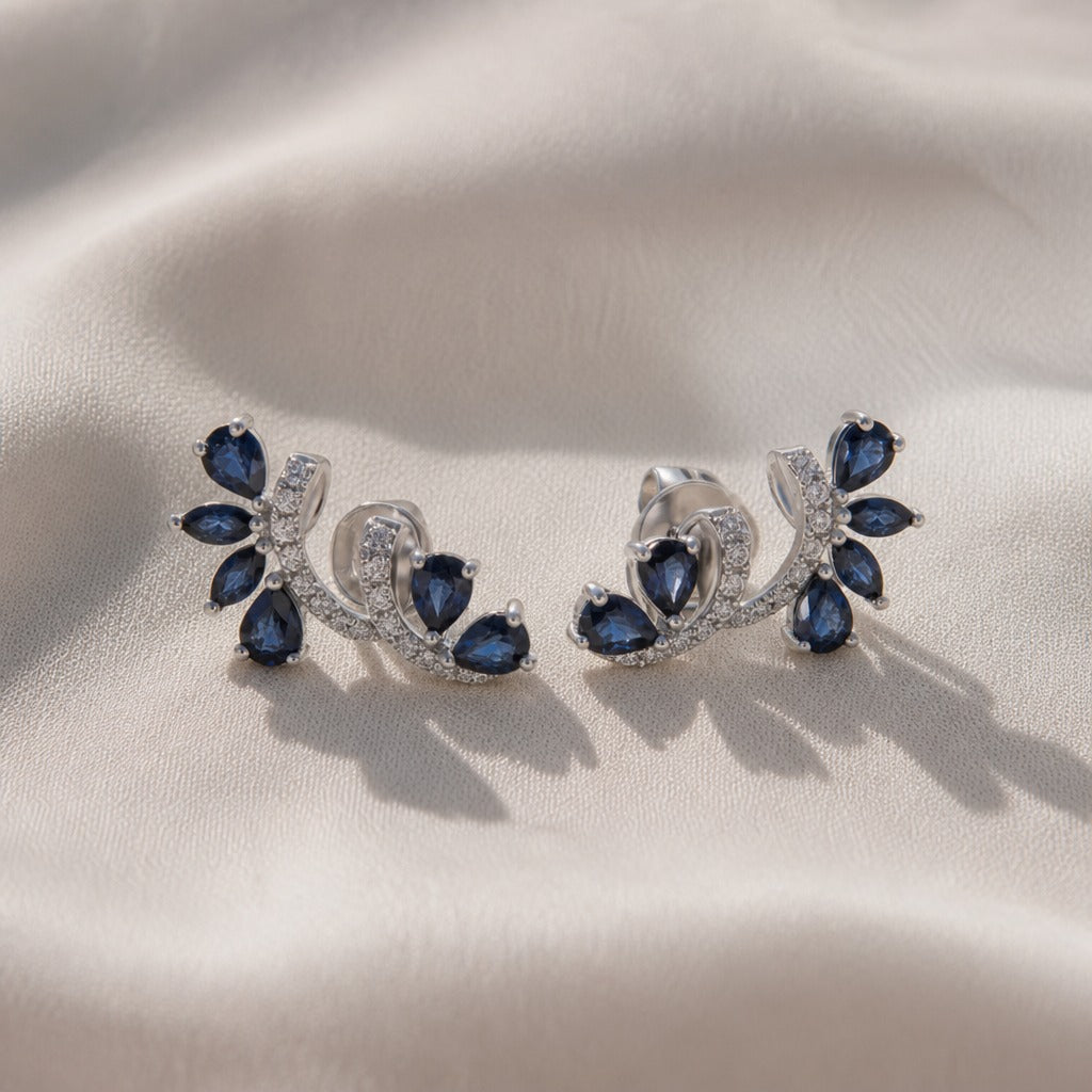 Freya | Blue Floral Stud Earrings