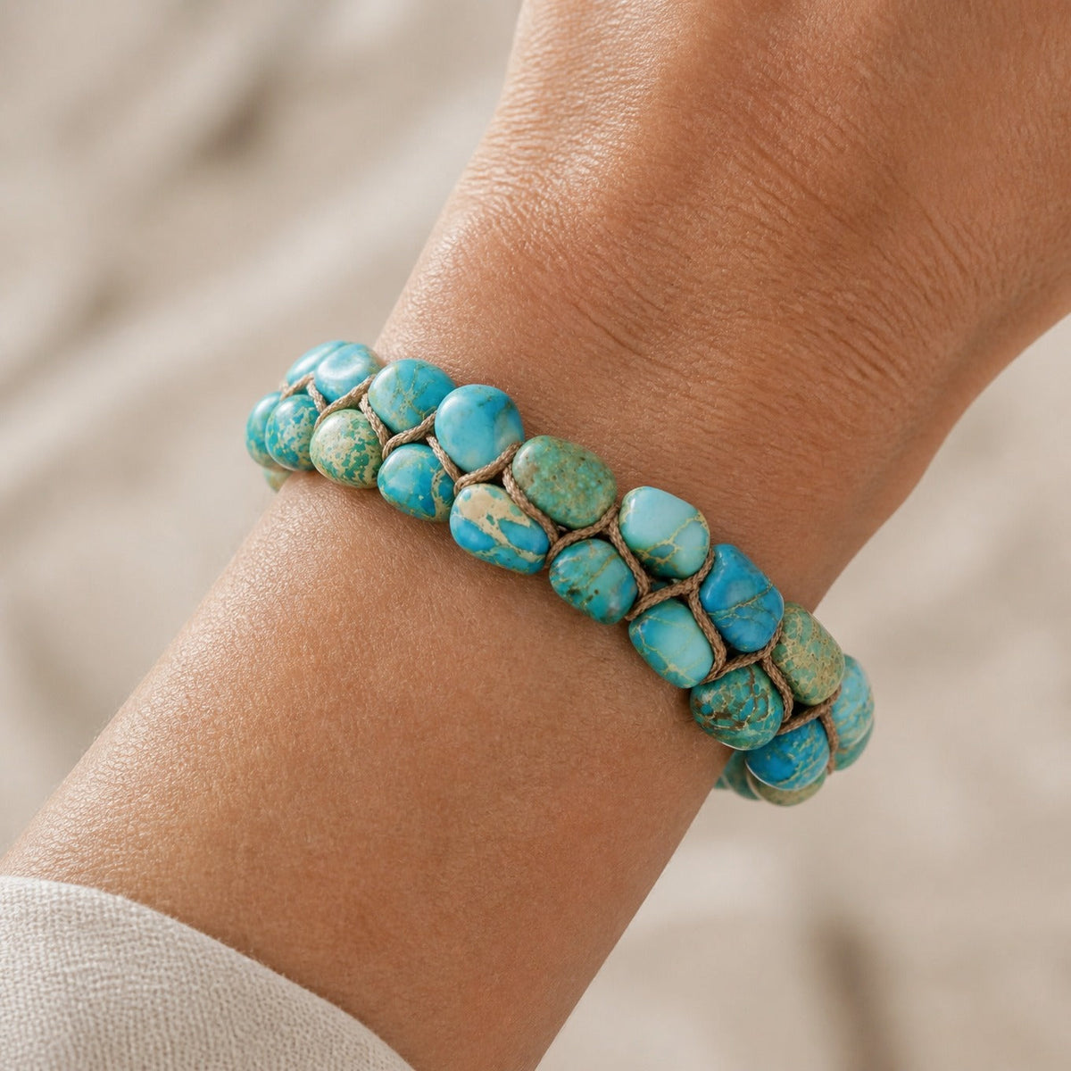 Moira | Woven Turquoise Stone Bracelet