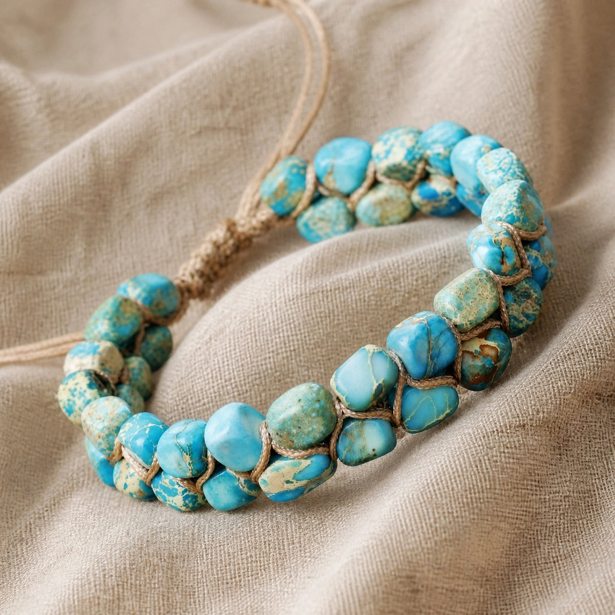 Moira | Woven Turquoise Stone Bracelet