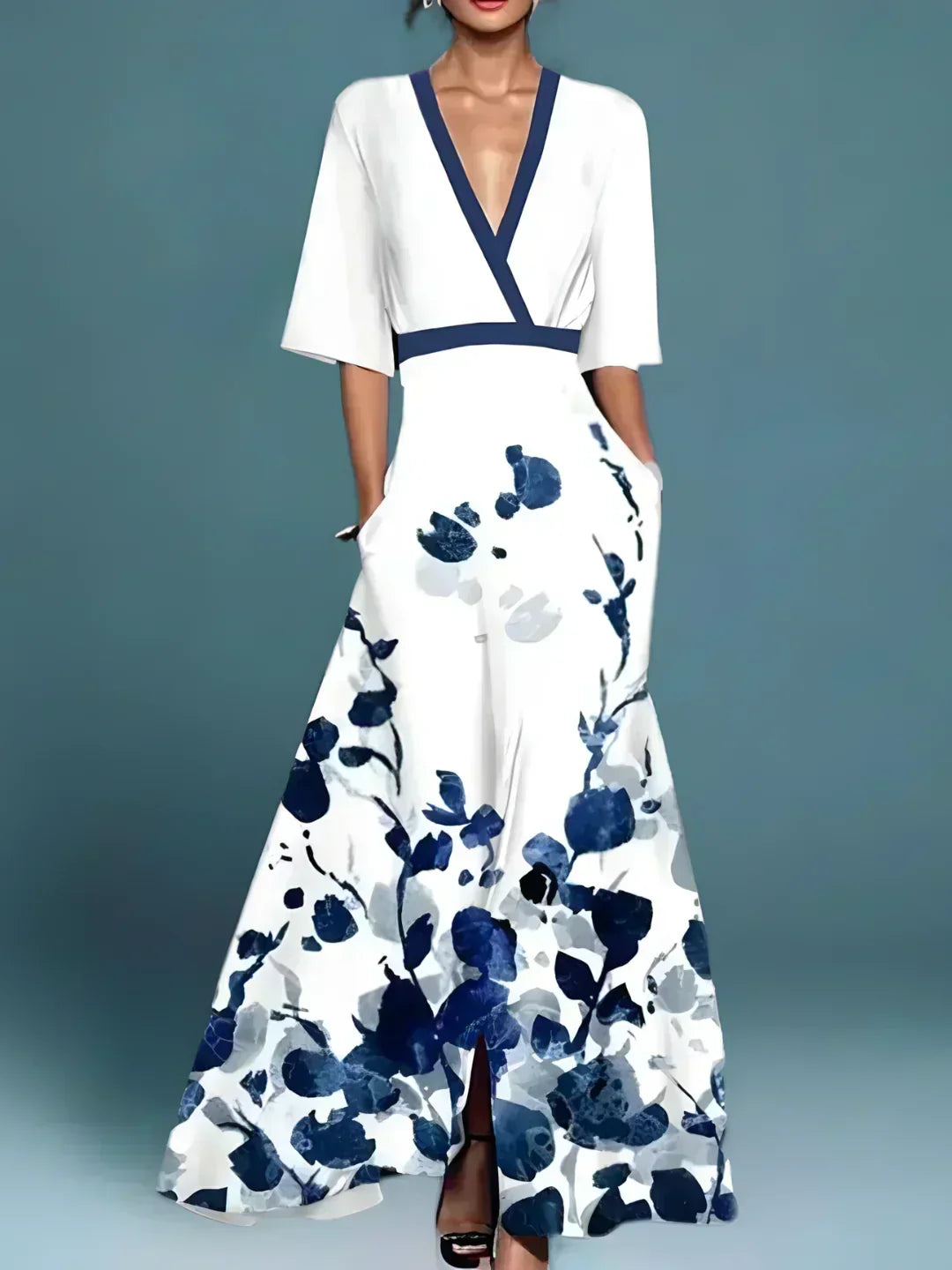 Elissa | Elegant Floral V-neck Dress