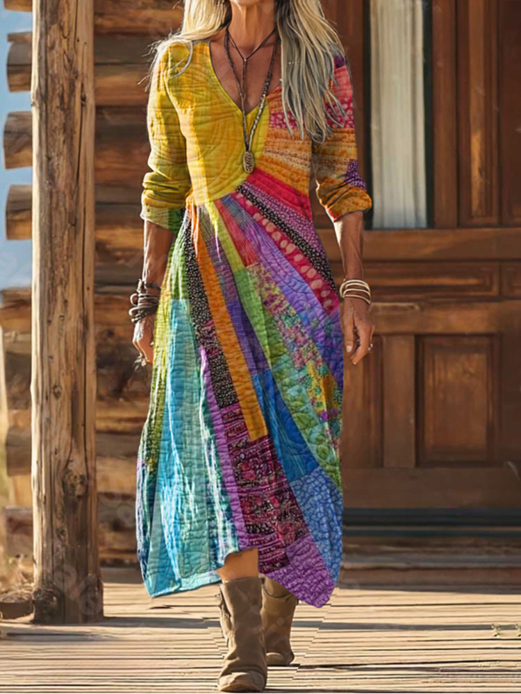 Alicia | Elegant Bohemian Sun Design Dress