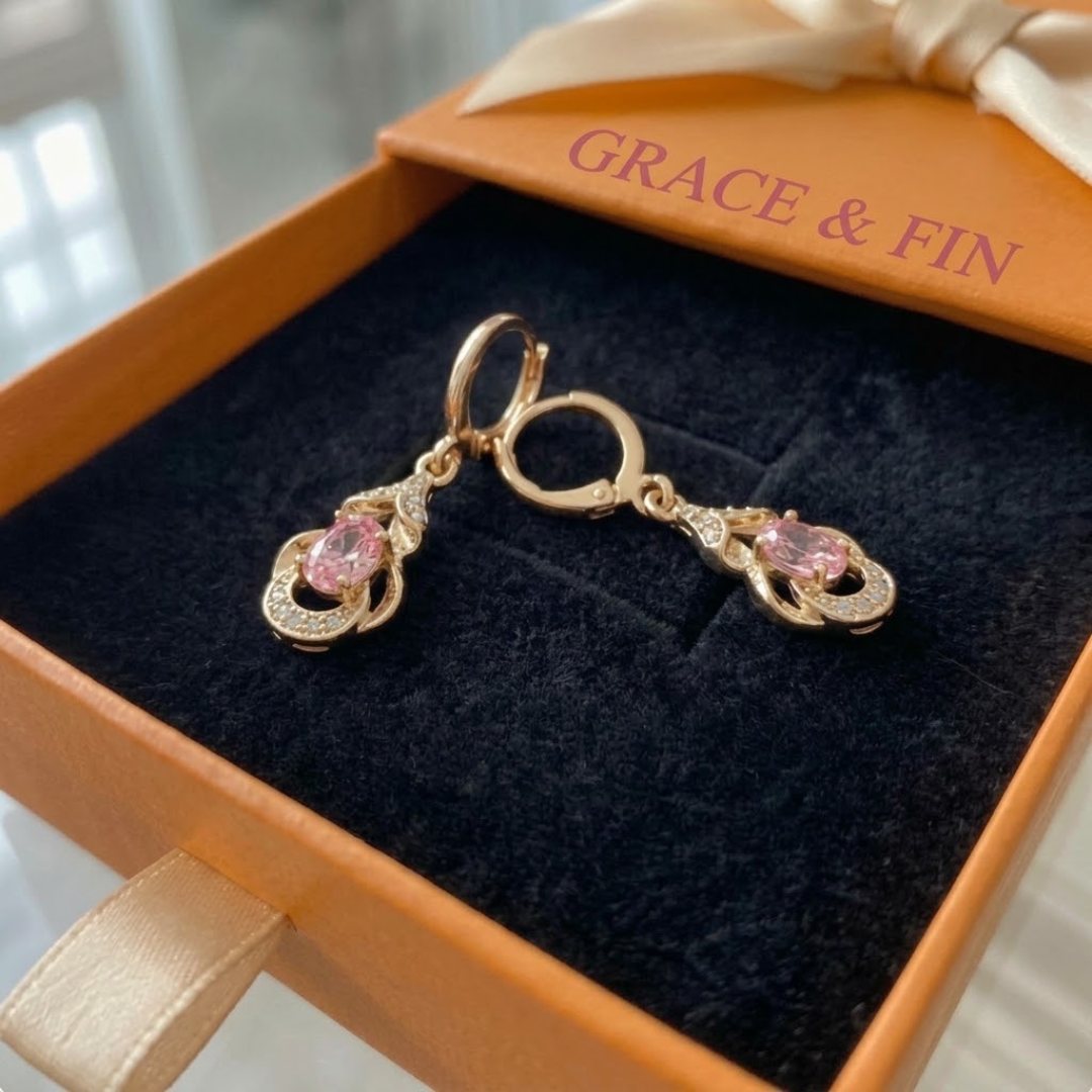 Moonlit Blush Teardrop Earrings