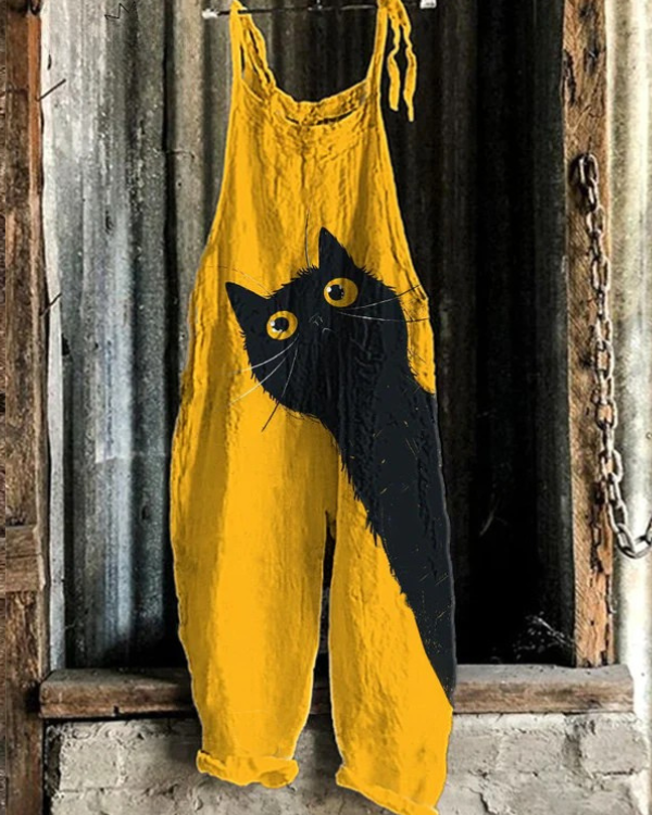 Quinara | Classic Lightweight Cat Print Jumpsuit