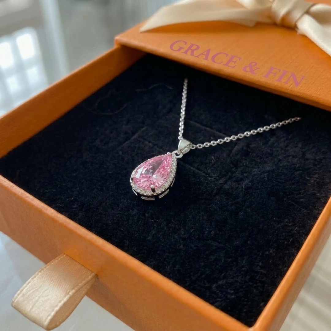 Pink Teardrop Necklace