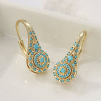 Turquoise Cluster Gold Earrings