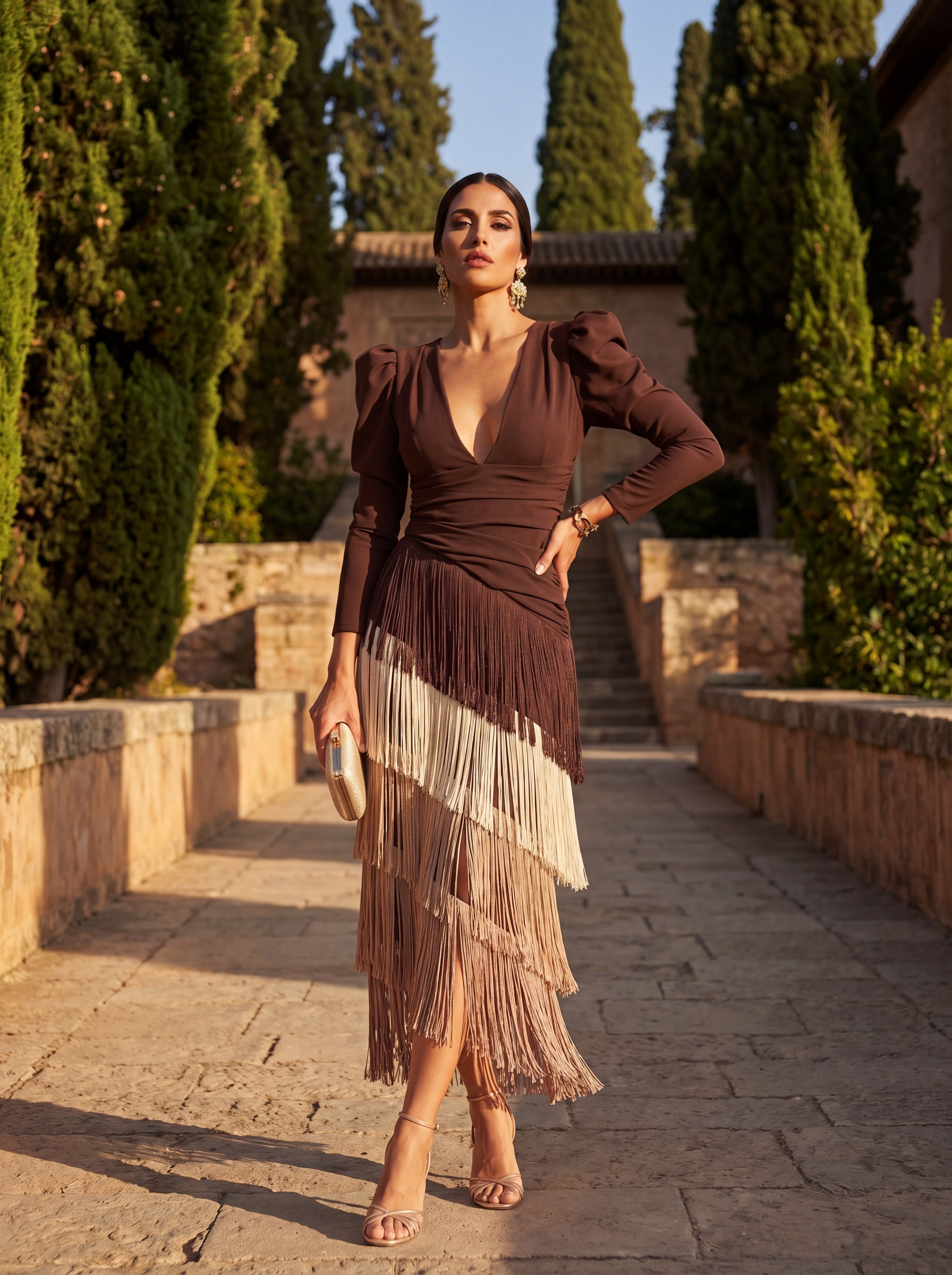 Loretta | Elegant Fringed Flared Dress