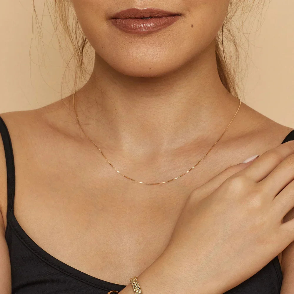 Honoria | Gold Box Chain Necklace