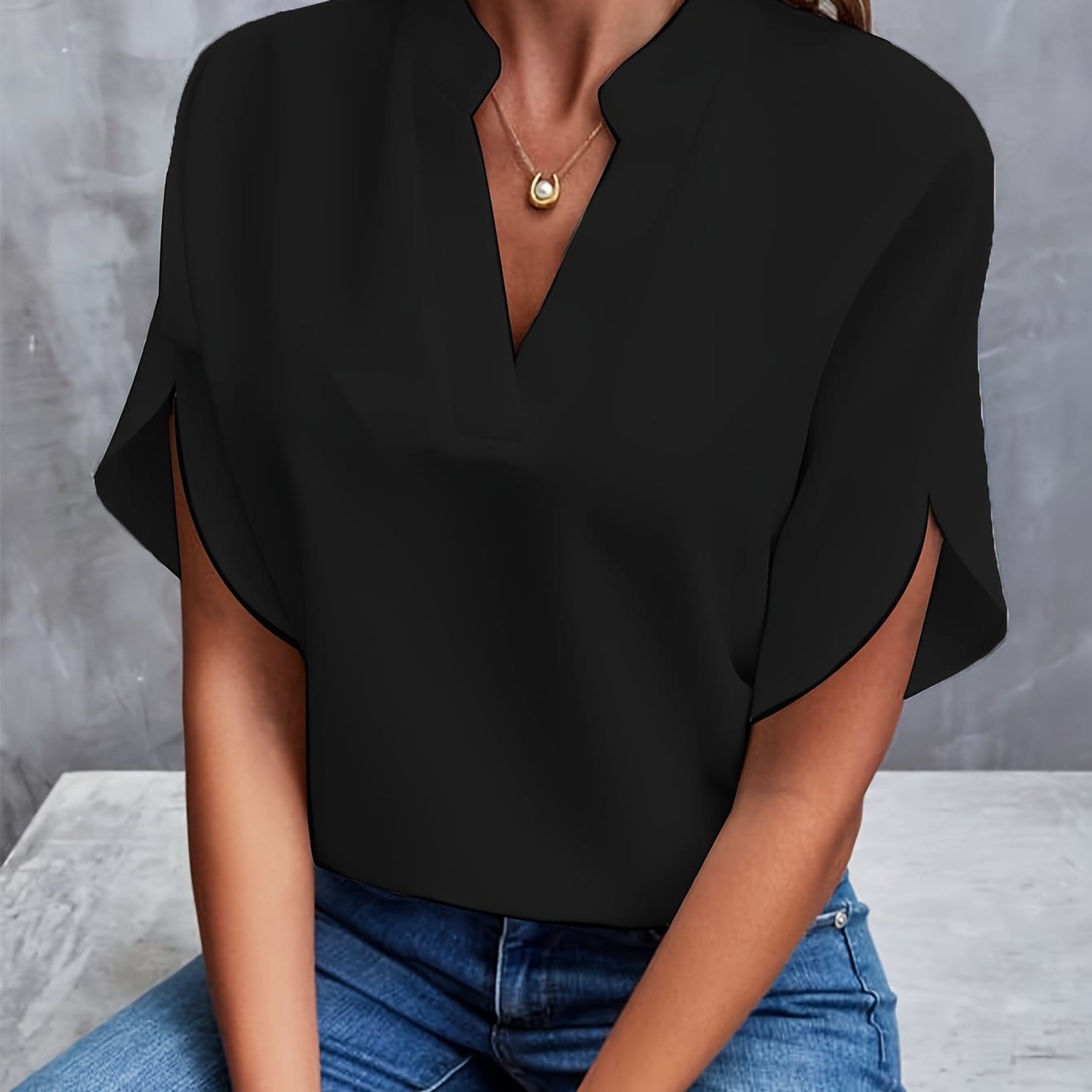 Savannah | Elegant Draped V-Neck Blouse