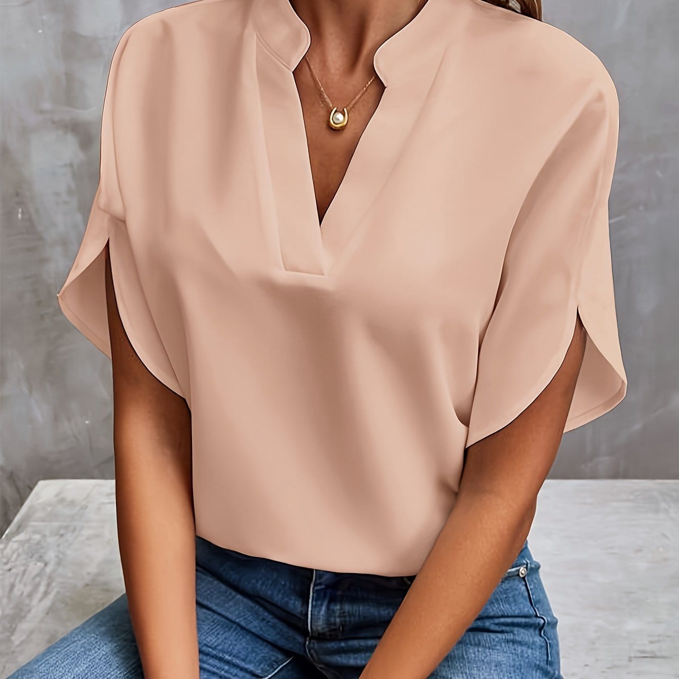 Savannah | Elegant Draped V-Neck Blouse