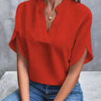 Savannah | Elegant Draped V-Neck Blouse