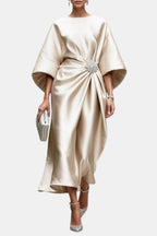 Naomi | Elegant Wide Sleeve Satin Dress