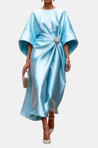 Naomi | Elegant Wide Sleeve Satin Dress