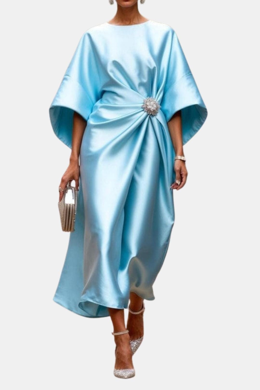 Naomi | Elegant Wide Sleeve Satin Dress