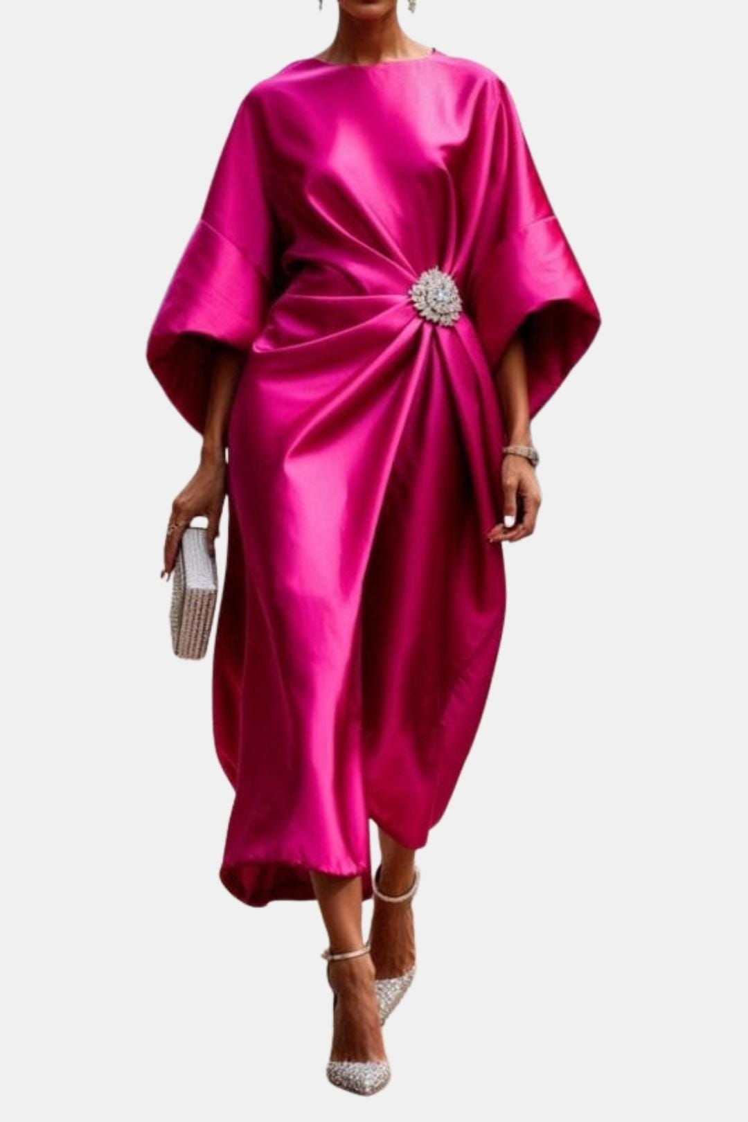 Naomi | Elegant Wide Sleeve Satin Dress