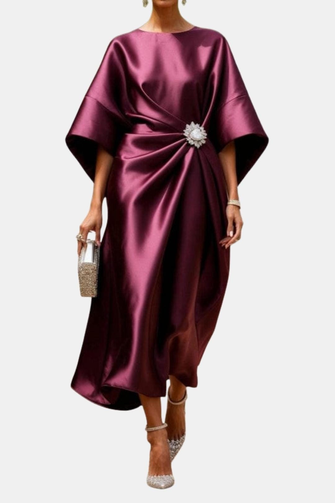 Naomi | Elegant Wide Sleeve Satin Dress