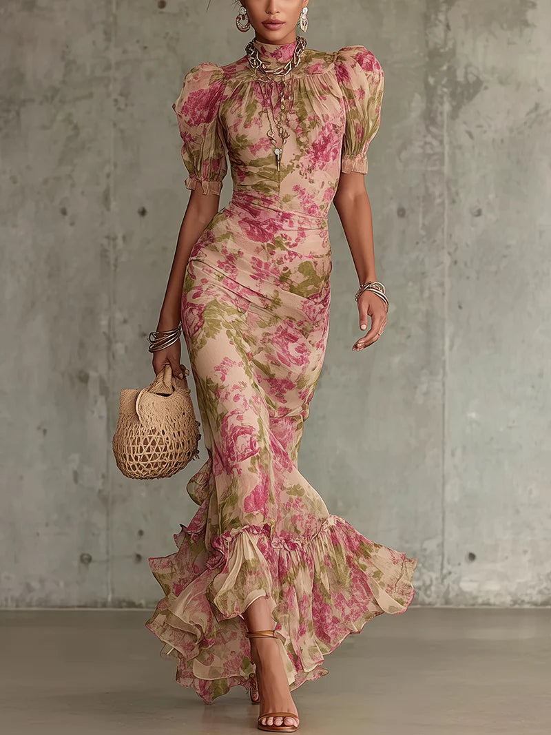 Clementine | Vintage Puff Sleeves Maxi Dress