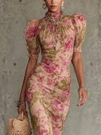 Clementine | Vintage Puff Sleeves Maxi Dress