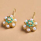 Xanthe | Vintage Turquoise & Pearl Medallion Earrings