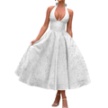 Morgan | Embroidered Halter V-Neck Gown