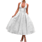 Morgan | Embroidered Halter V-Neck Gown