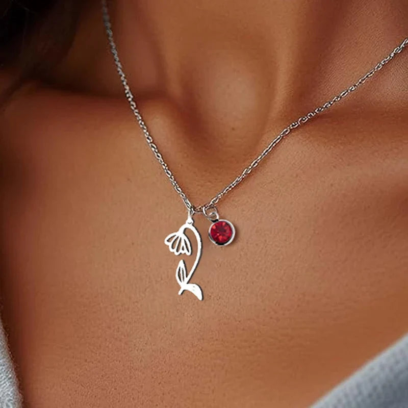 Birth Flower | Birthstone Necklace