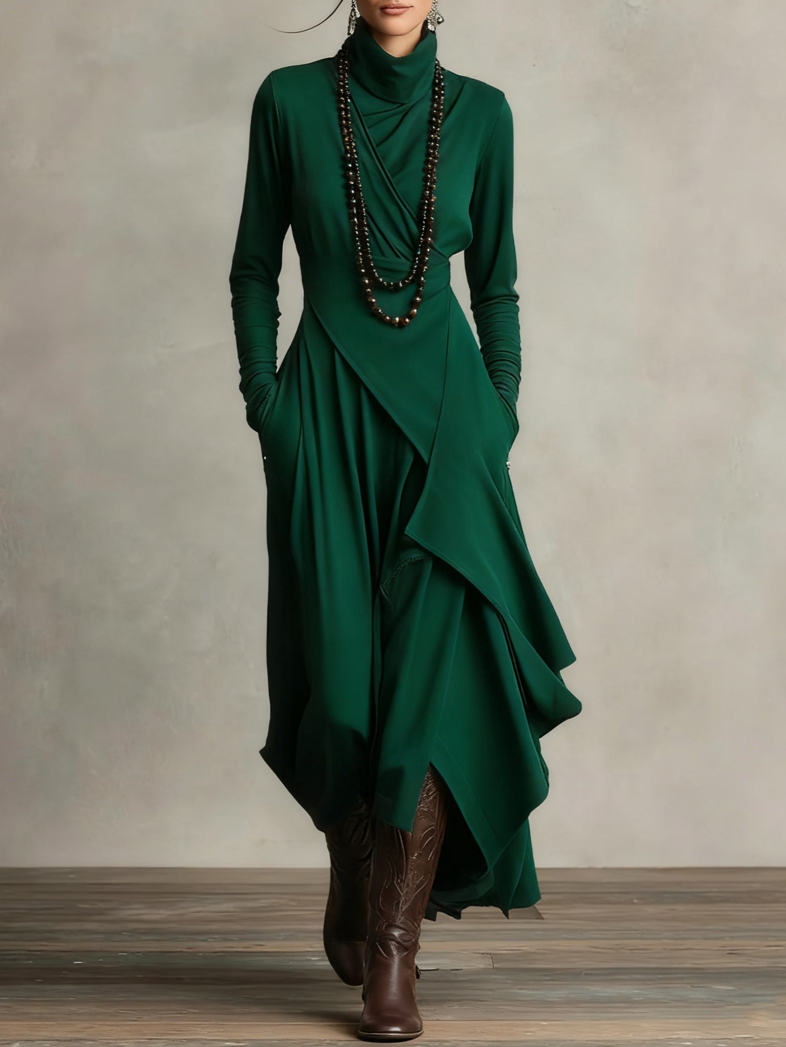Hattie | Elegant High Neck Maxi Dress