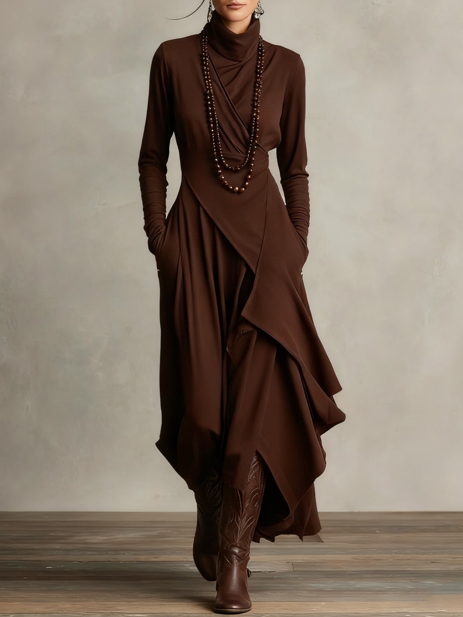 Hattie | Elegant High Neck Maxi Dress