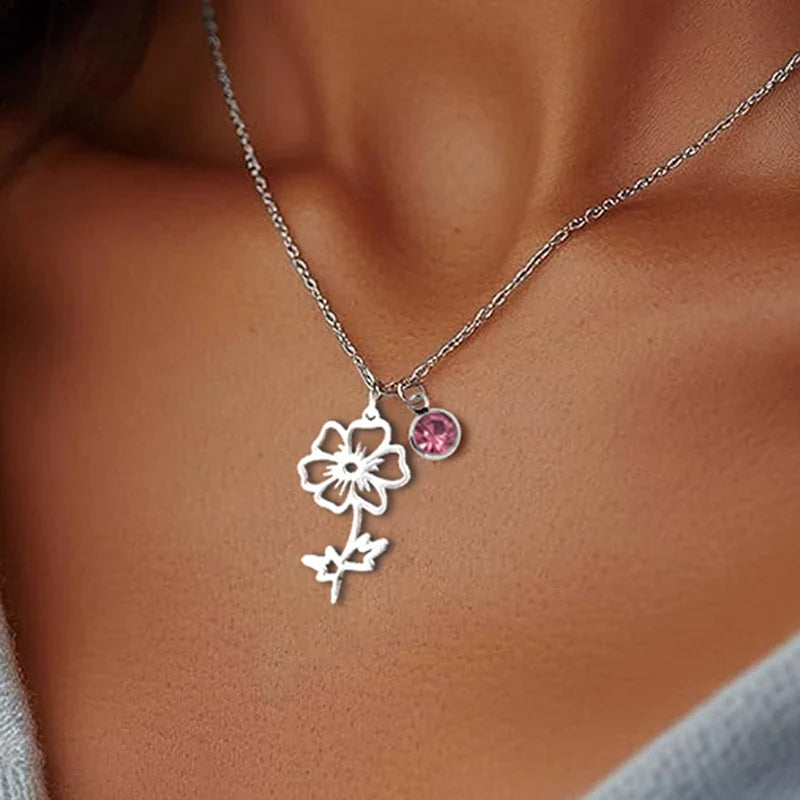 Birth Flower | Birthstone Necklace