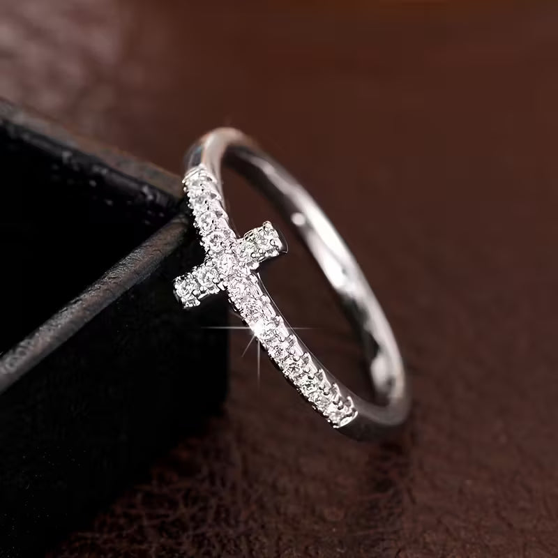 Minimalist Cross Ring made of Zirconia