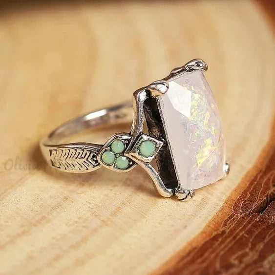 Opaline | White Opal Silver Ring