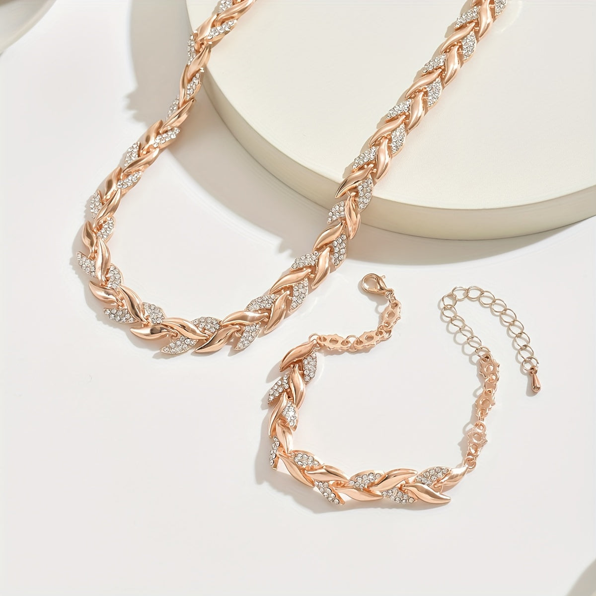 Crystal Herringbone Jewellery Set