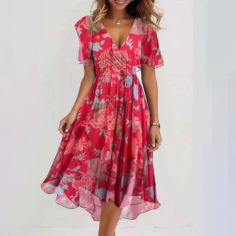 Gwyneth | Elegant Short Sleeve Printed Dress