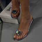 Hellen | Clear Crystal Embellished Flat Sandals