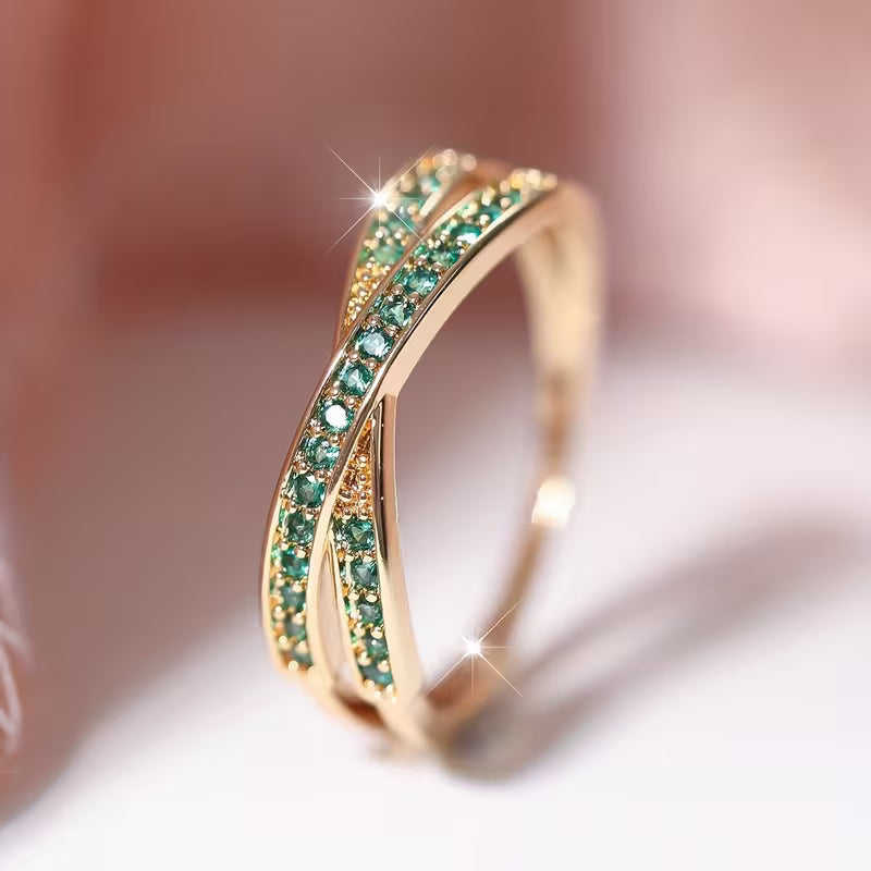 Retro Cross Ring with Claw Setting in Zirconia