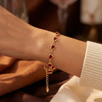 Clémence | Gold Ruby Heart Bracelet